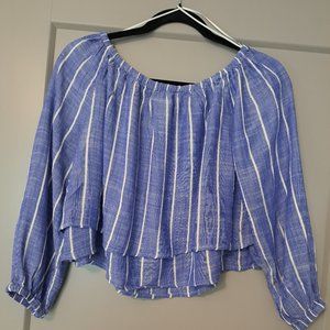 Thread & Supply Blue And White Stripped Off The Shoulder Blouse Size LG